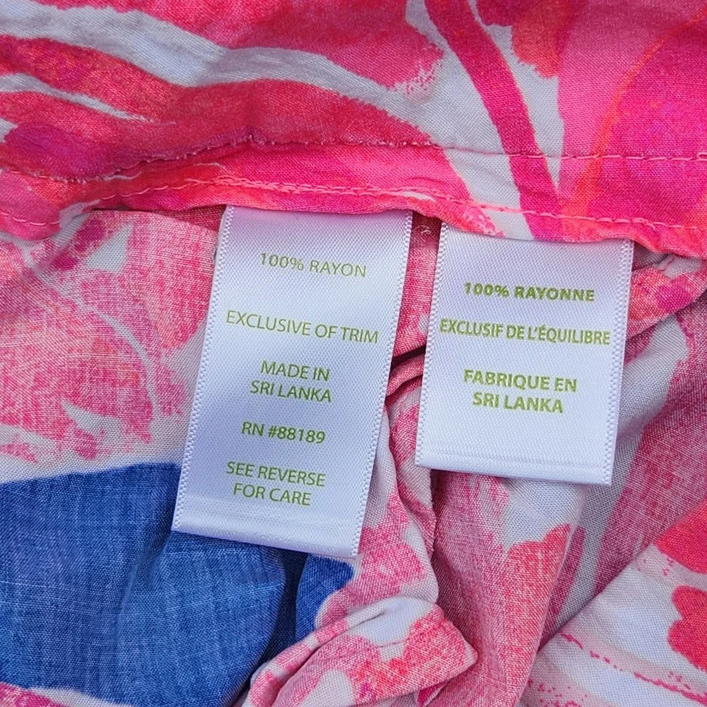 Lilly‎ Pulitzer XS Pink Blue Floral Rayon Shorts Fringe Tassel Trim Callahan